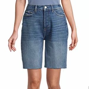 a.n.a. Womens Dark Blue High Rise 90’s Bermuda 9” Denim Short size 6